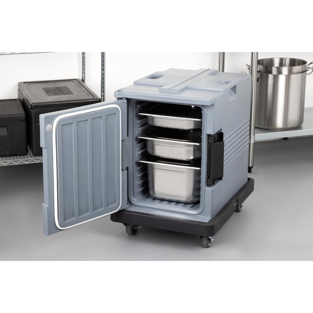 Vogue Thermo-Box 600 Front Loading Box Black for GN Pan Size - 465x610x630mm DX993