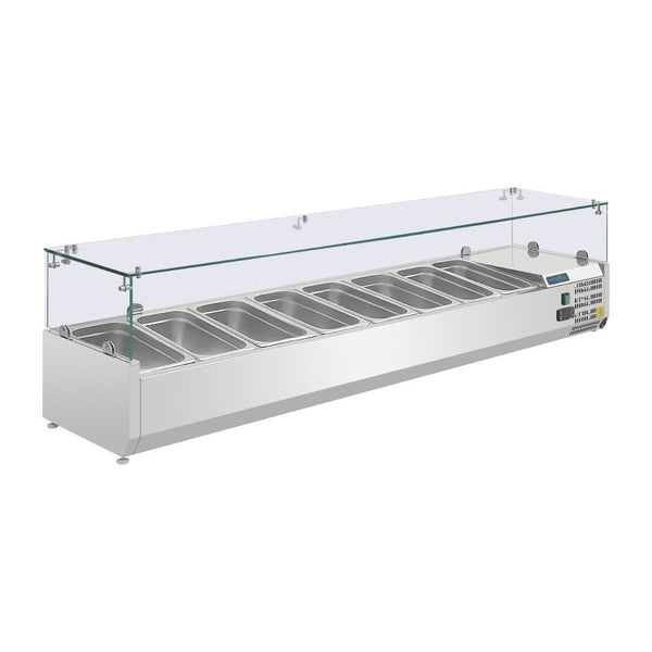 Polar G-Series Countertop Prep Fridge 8x 1/4GN with Glass Sneeze guard G610-A