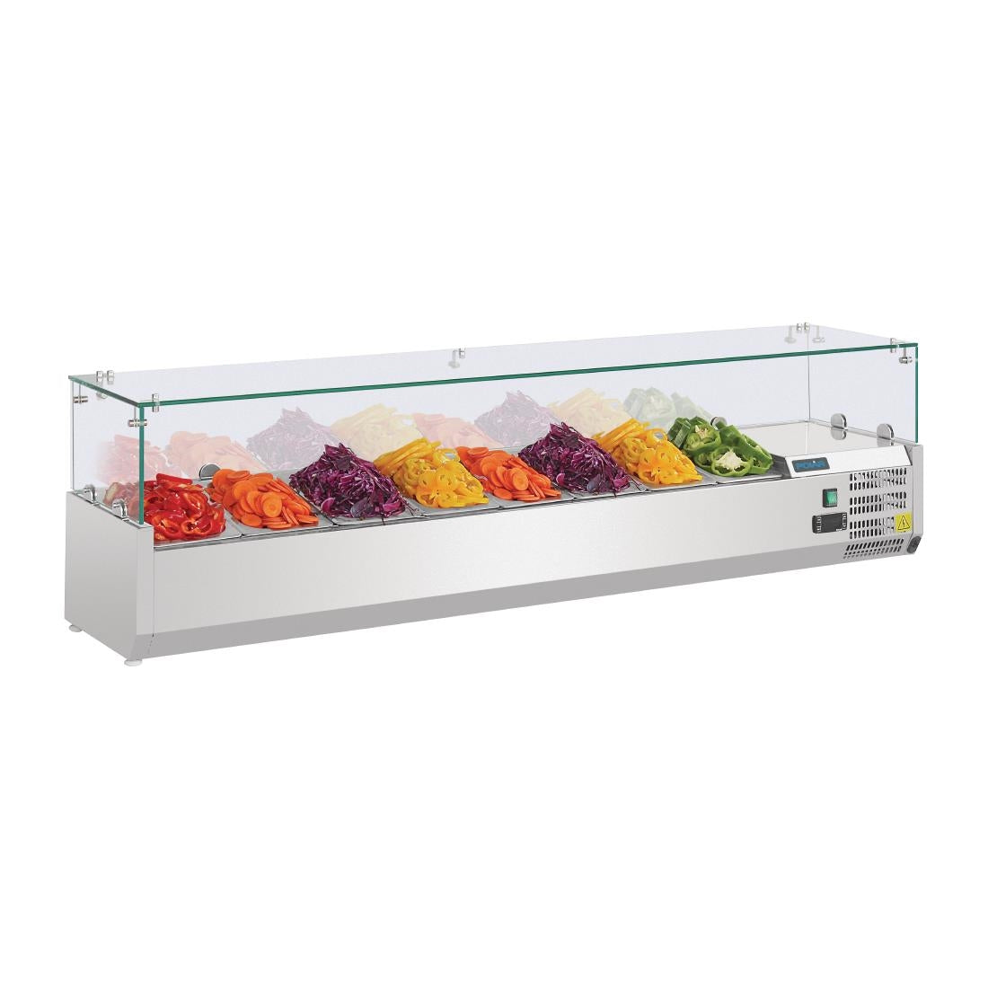 Polar G-Series Countertop Prep Fridge 8x 1/4GN with Glass Sneeze guard G610-A