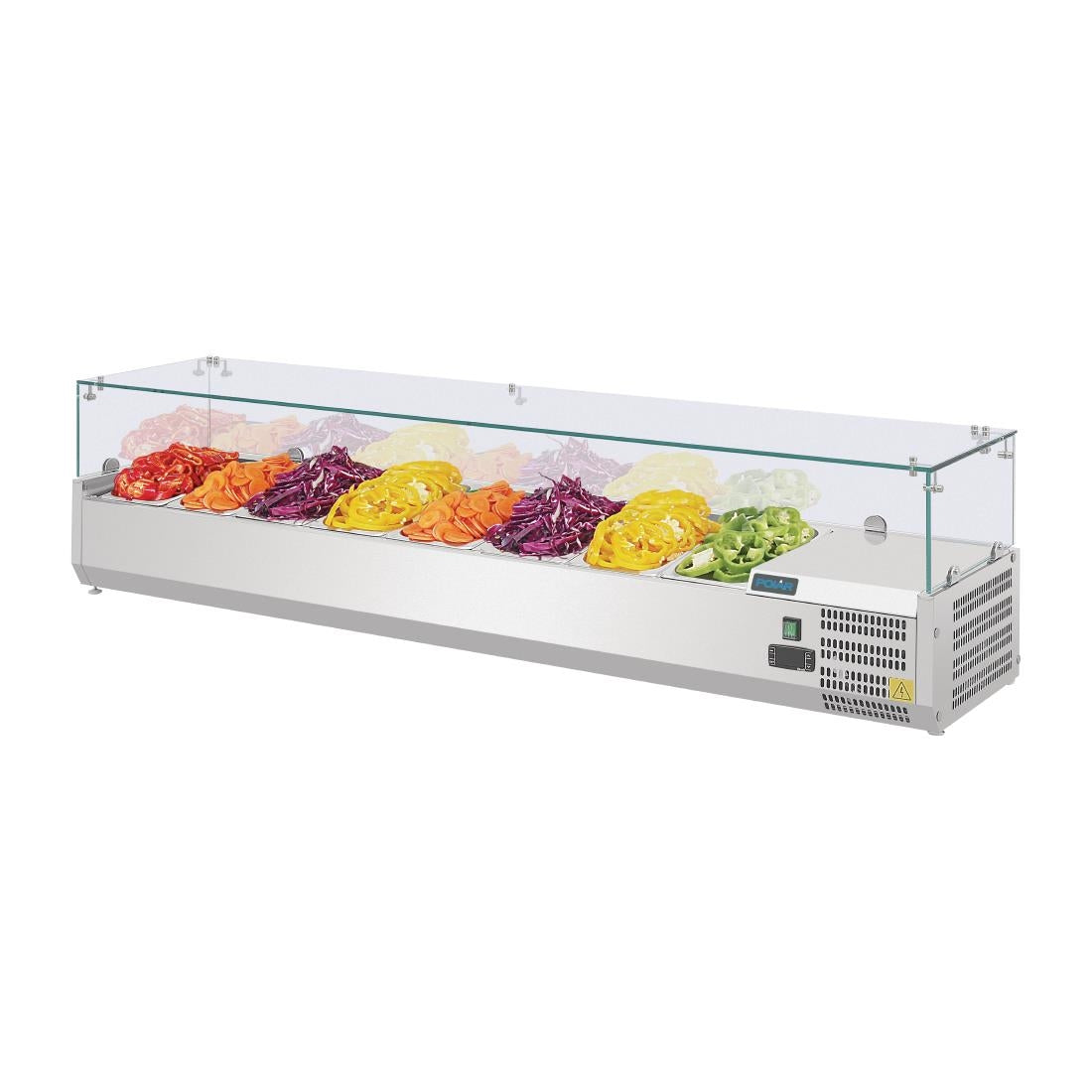 Polar G-Series Countertop Prep Fridge 8x 1/4GN with Glass Sneeze guard
