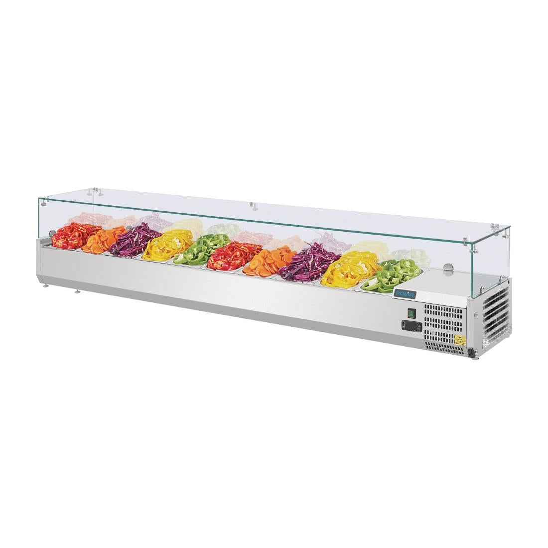 Polar G-Series Countertop Prep Fridge 10x 1/4GN with Glass Sneeze guard G611-A