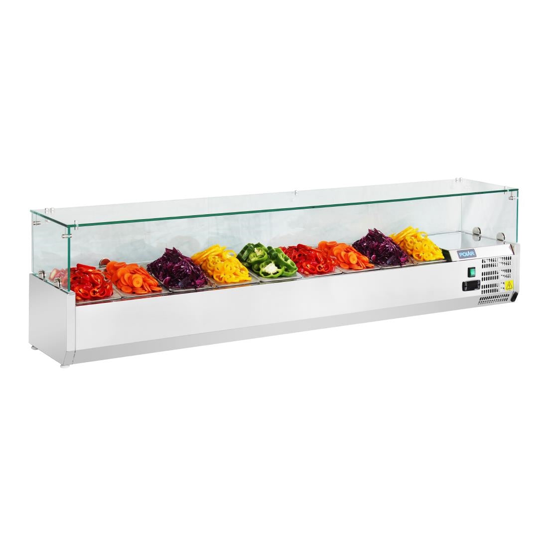 Polar G-Series Countertop Prep Fridge 9x 1/3GN with Glass Sneeze guard GD878-A