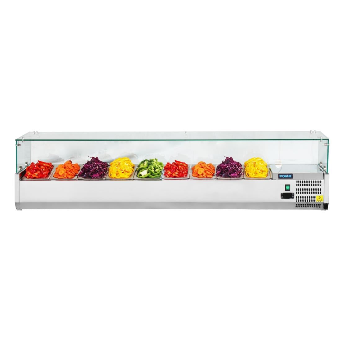 Polar G-Series Countertop Prep Fridge 9x 1/3GN with Glass Sneeze guard GD878-A
