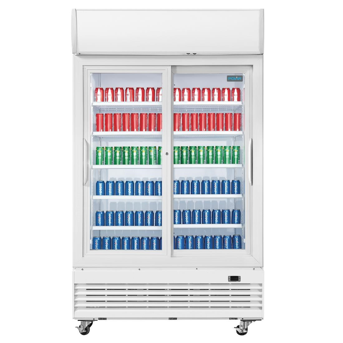 Polar G-Series Upright Display Cooler with Light Box Sliding Door - 950Ltr