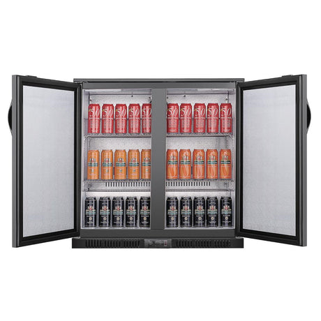 Polar G-Series Back Bar Cooler with Double Solid Hinged Doors Black - 850mm