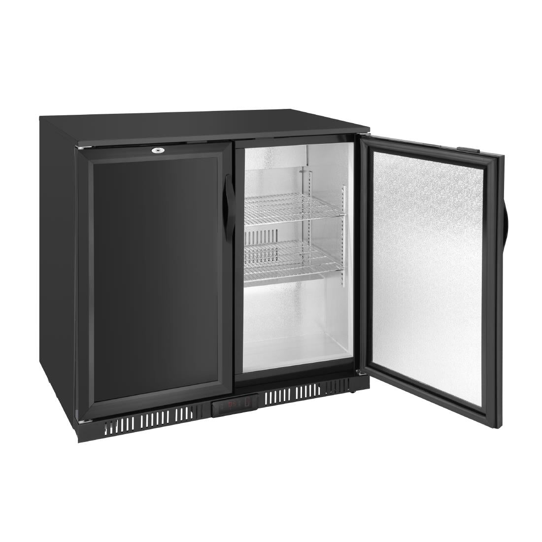 Polar G-Series Back Bar Cooler with Double Solid Hinged Doors Black - 850mm GE998-A