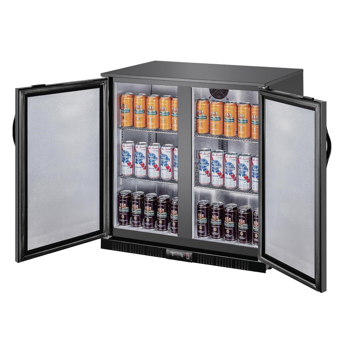 Polar G-Series Back Bar Cooler with Double Solid Hinged Doors Black - 850mm GE998-A