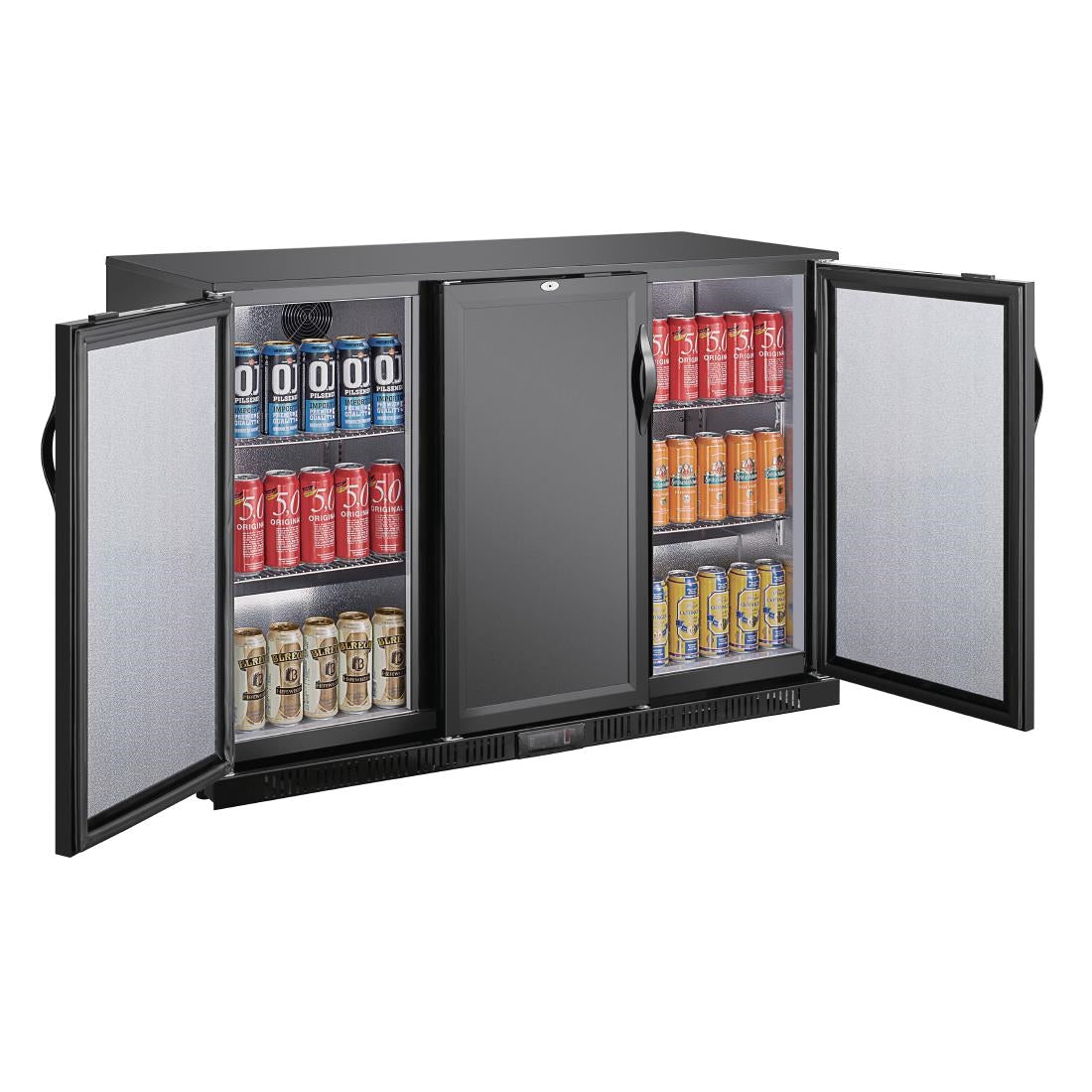 Polar G-Series Back Bar Cooler with Triple Solid Hinged Doors Black - 850mm GE999-A