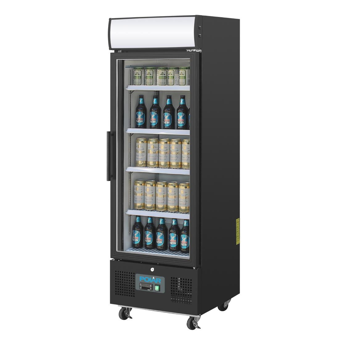 Polar G-Series Upright Display Fridge Black - 218Ltr