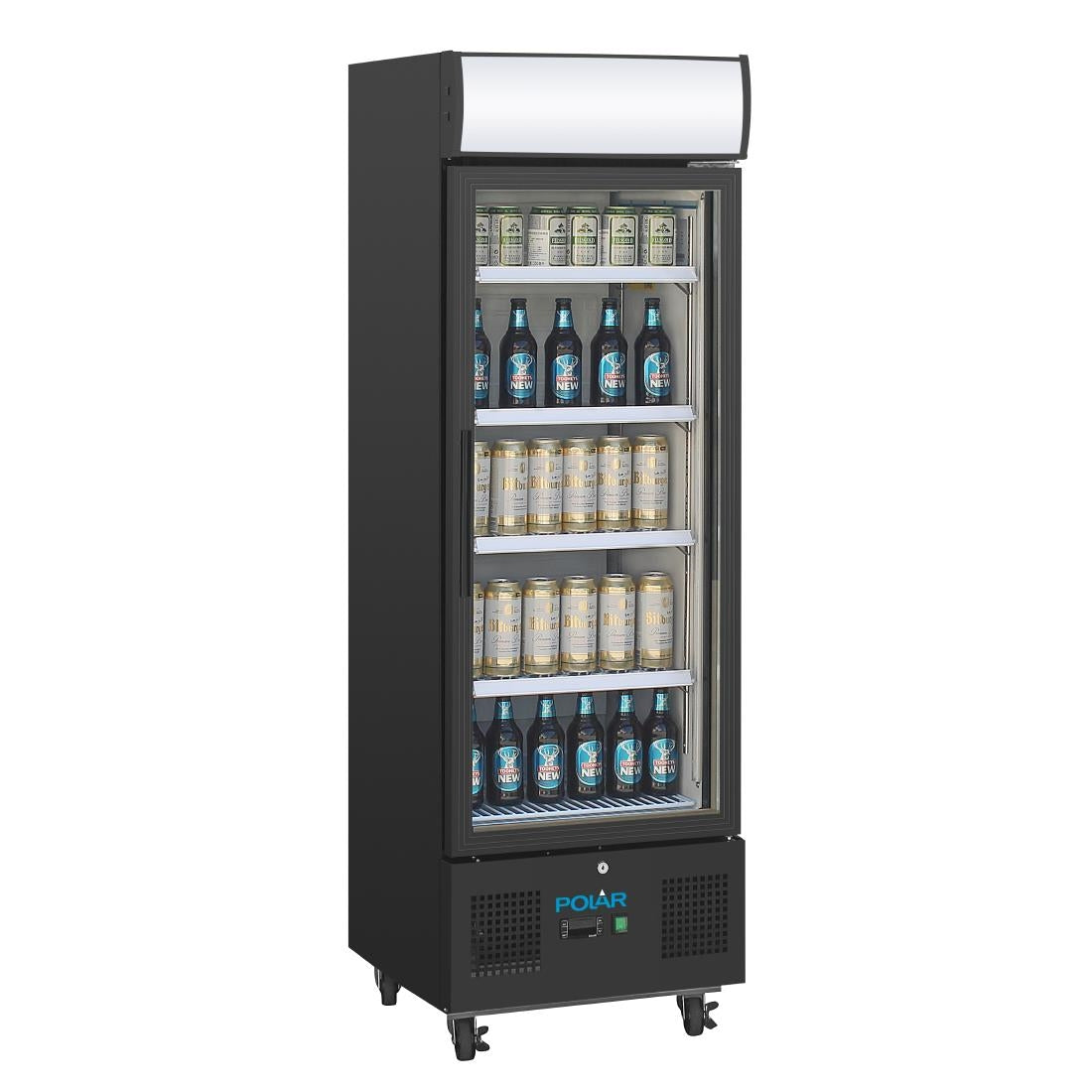 Polar G-Series Upright Display Fridge Black - 218Ltr