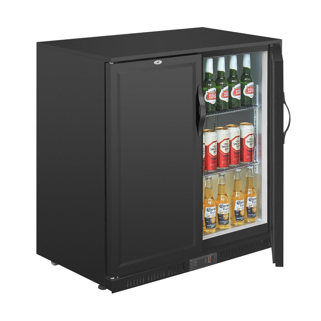 Polar G-Series Back Bar Cooler with Double Solid Hinged Doors Black - 850mm GE998-A