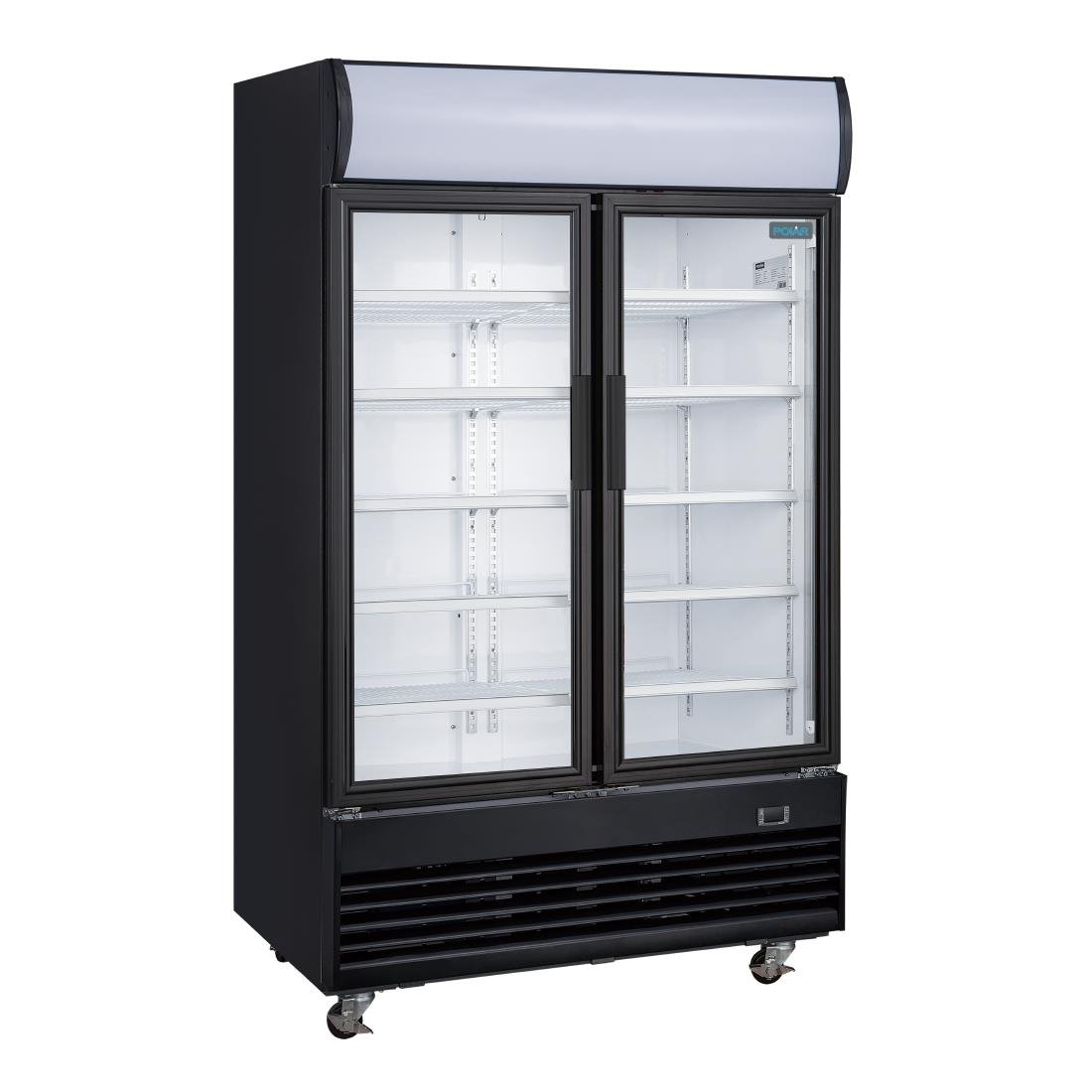 Polar G-Series Upright Display Cooler with Light Box Double Hinged Door - Black