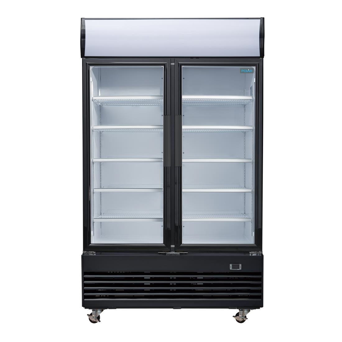 Polar G-Series Upright Display Cooler with Light Box Double Hinged Door - Black