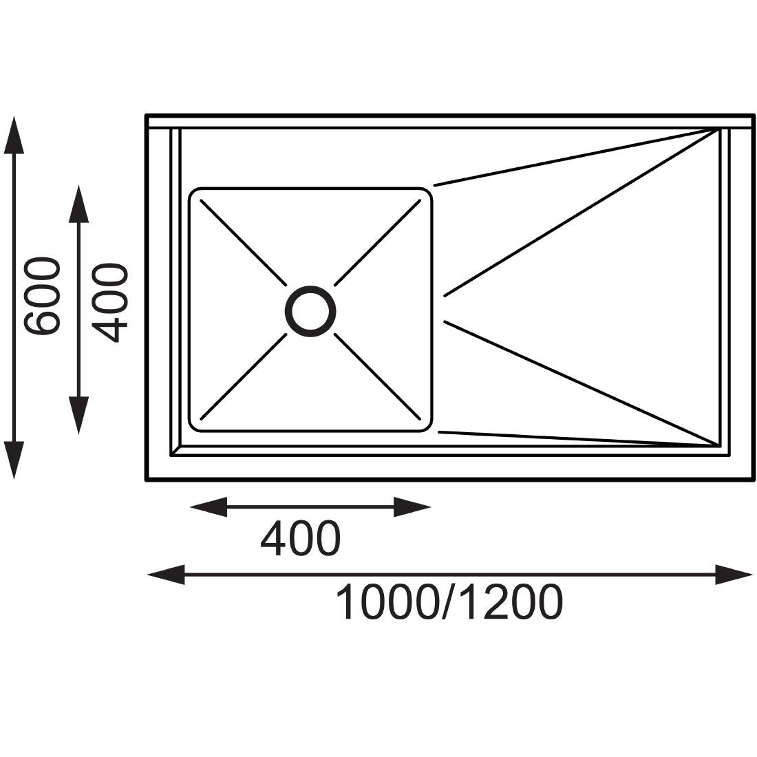 Vogue Single Bowl Sink L/H Drainer - 1200mm (90mm Drain) HC902