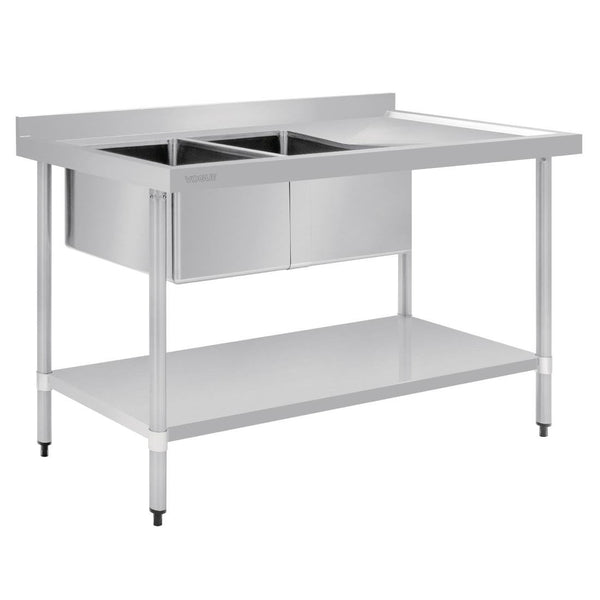 Vogue Double Bowl Sink R/H Drainer - 1500mm (90mm Drain) HC904