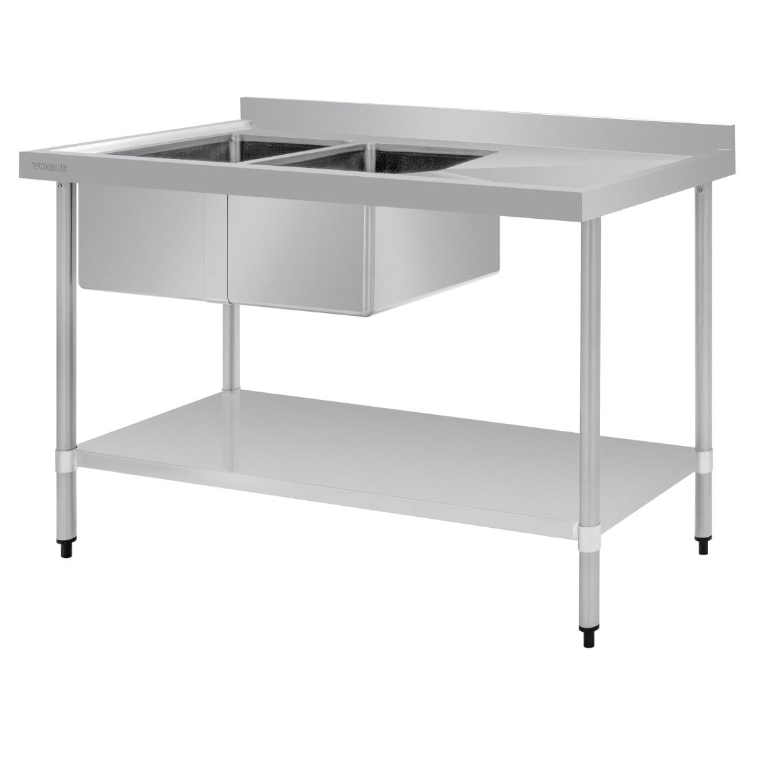 Vogue Double Bowl Sink R/H Drainer - 1500mm (90mm Drain) HC904