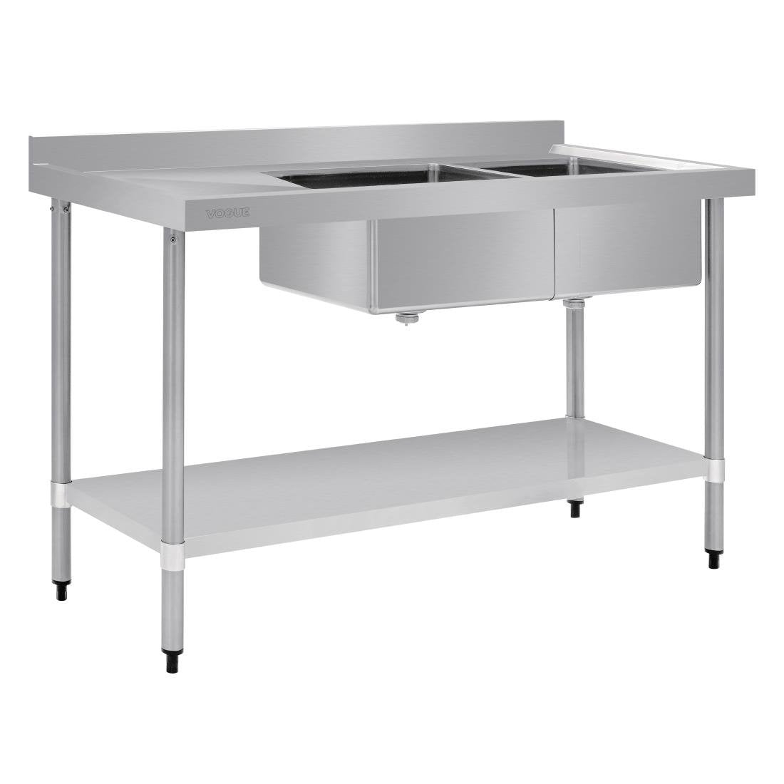 Vogue Double Bowl Sink L/H Drainer - 1500mm (90mm Drain) HC905
