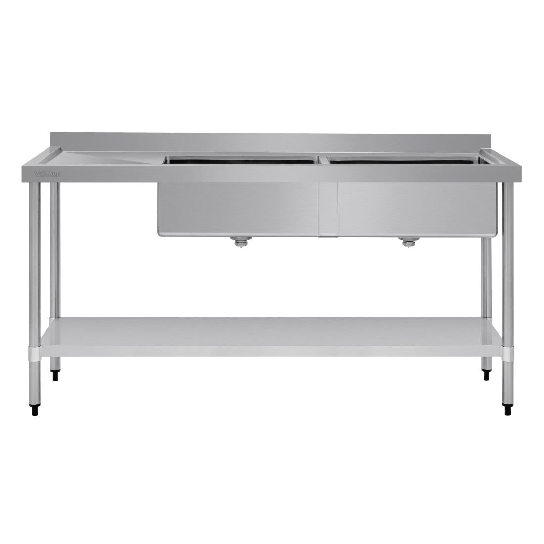 Vogue Double Bowl Sink L/H Drainer - 1800mm (90mm Drain) HC908