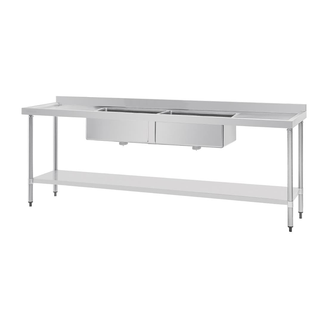 Vogue Double Bowl Sink Double Drainer - 2400mm (90mm Drain) HC909