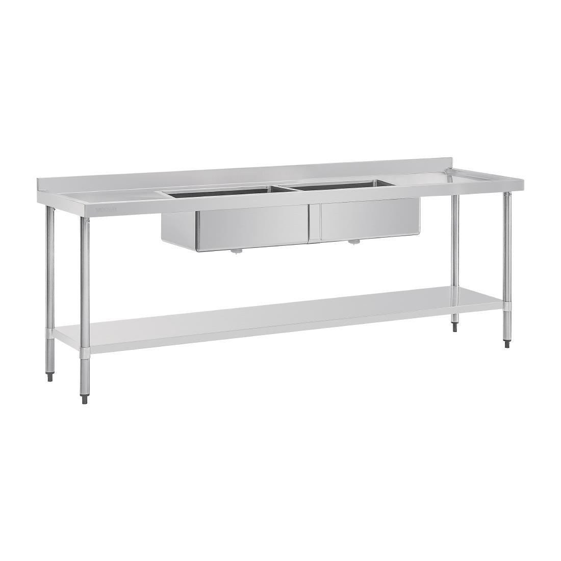 Vogue Double Bowl Sink Double Drainer - 2400mm (90mm Drain) HC909