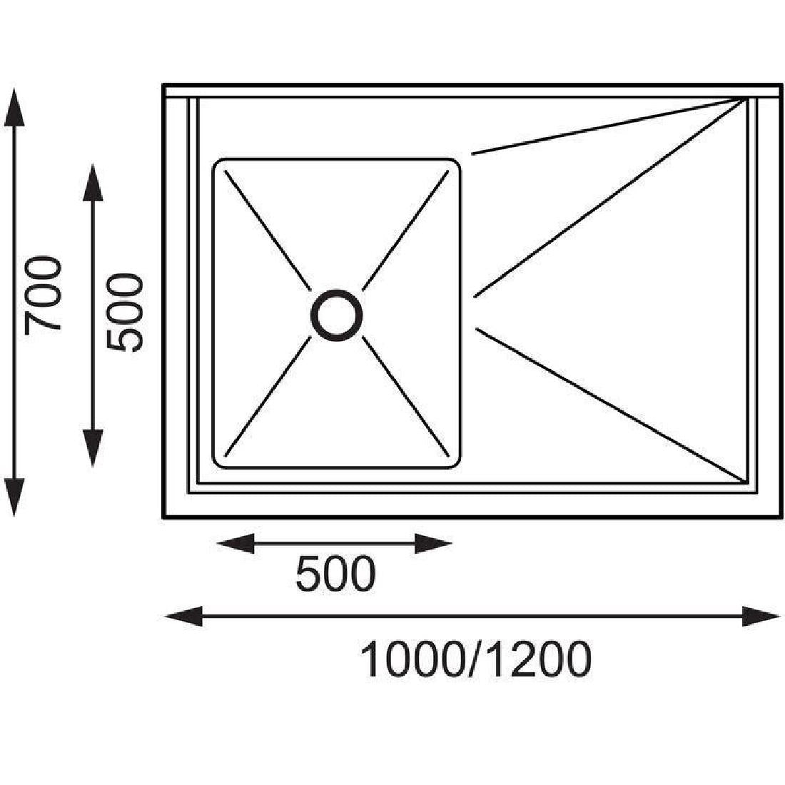 Vogue Single Bowl Sink R/H Drainer - 1200mm x 700mm (90mm Drain) HC915