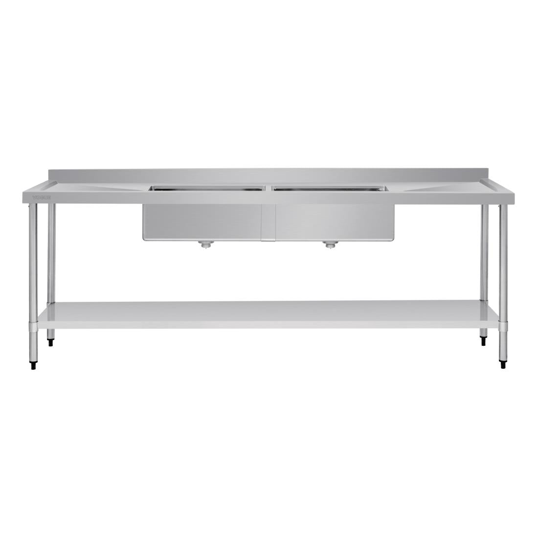 Vogue Double Bowl Sink Double Drainer - 2400mm x 700mm (90mm Drain) HC921