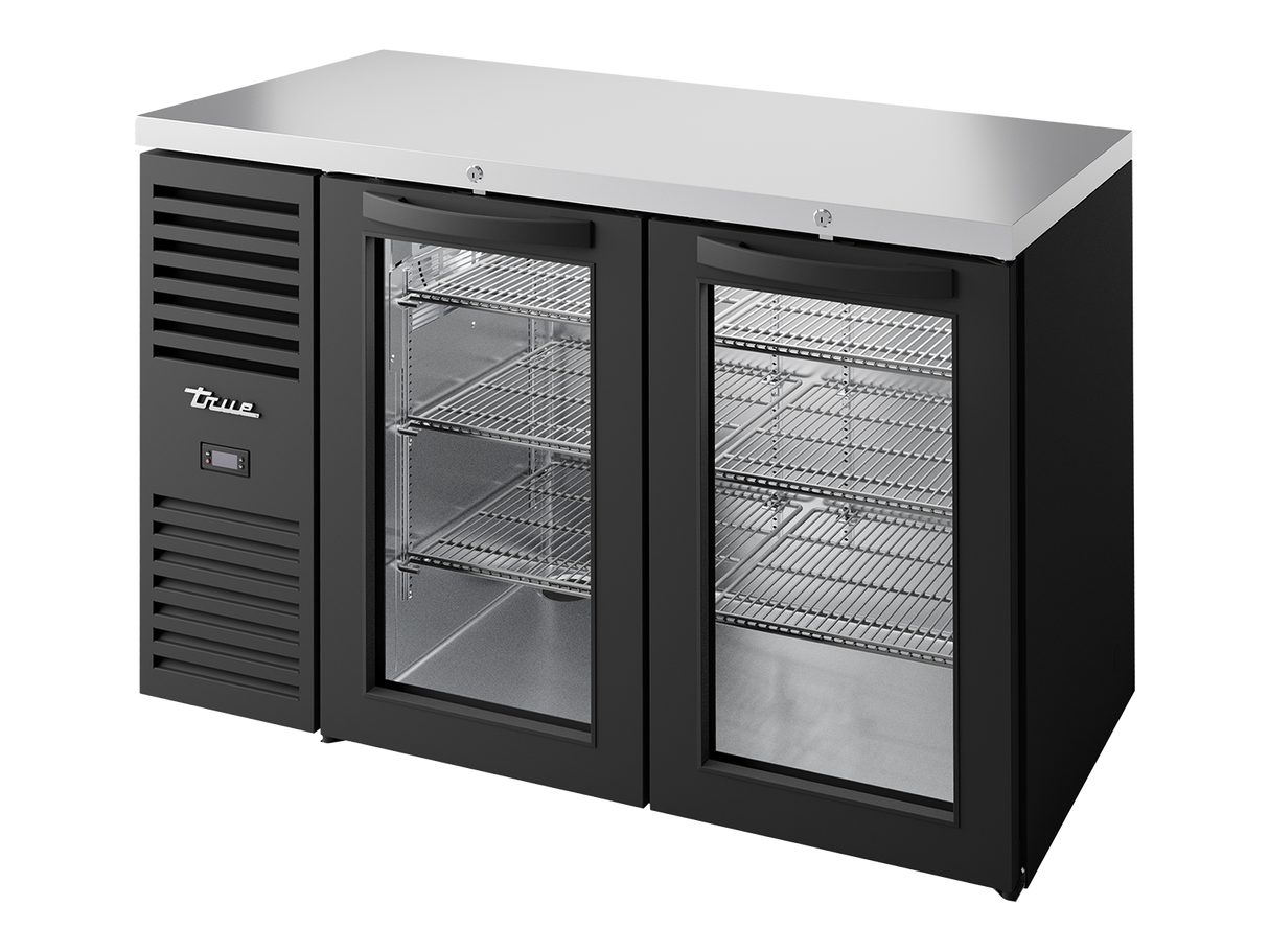 True Refrigeration Bar Refrigerator Black Ext 2 Glass Swing Doors - TBR52-RISZ1-L-B-GG-2