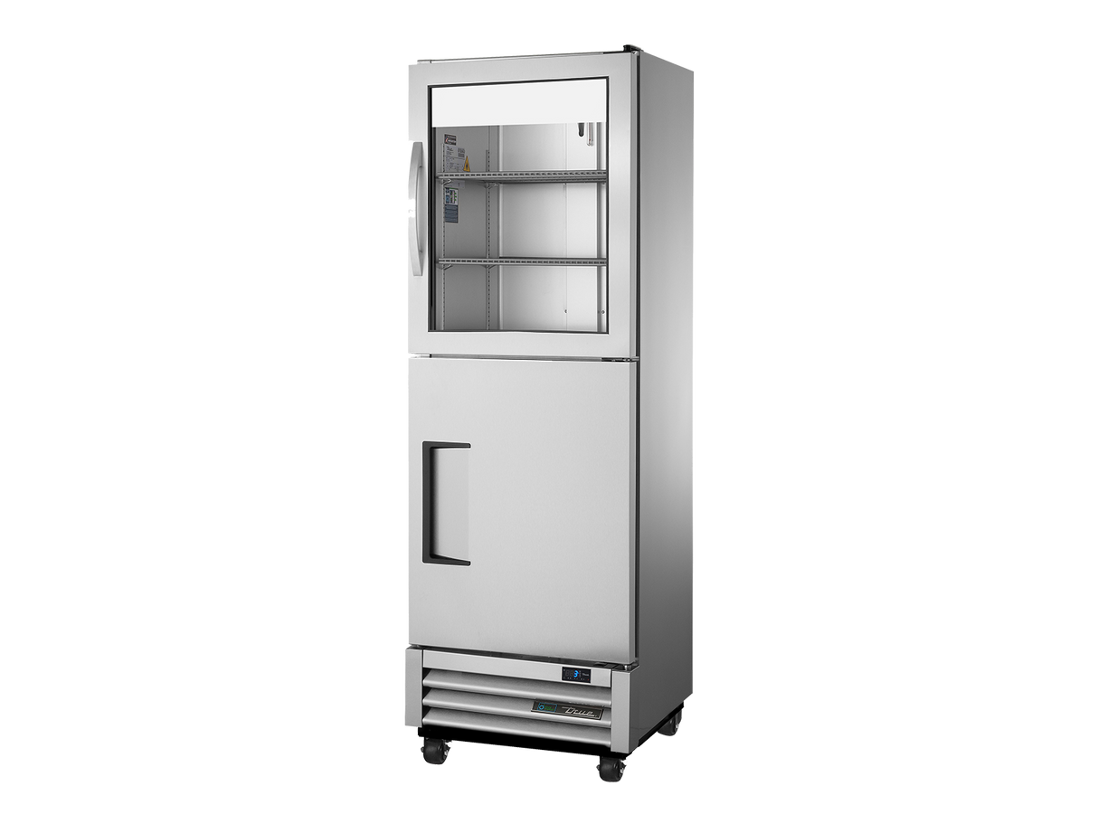 True Refrigeration Slimline Upright Display Refrigerator Split Half Glass + Half Solid Swing Doors - T-15-1-G-1-HC-FGD01
