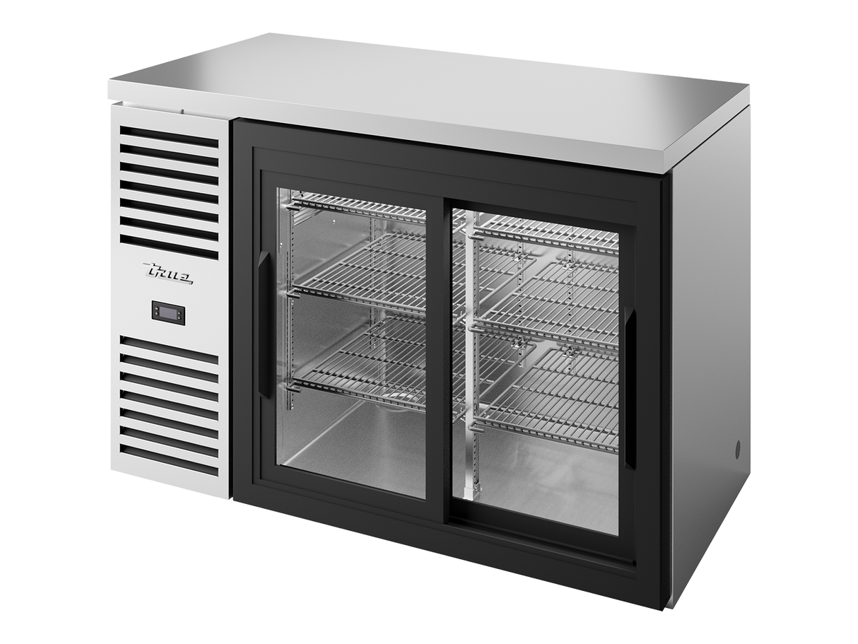 True Refrigeration Bar Refrigerator Stainless Steel Ext 2 Glass Slide Doors - TBR48-RISZ1-L-S-11-2
