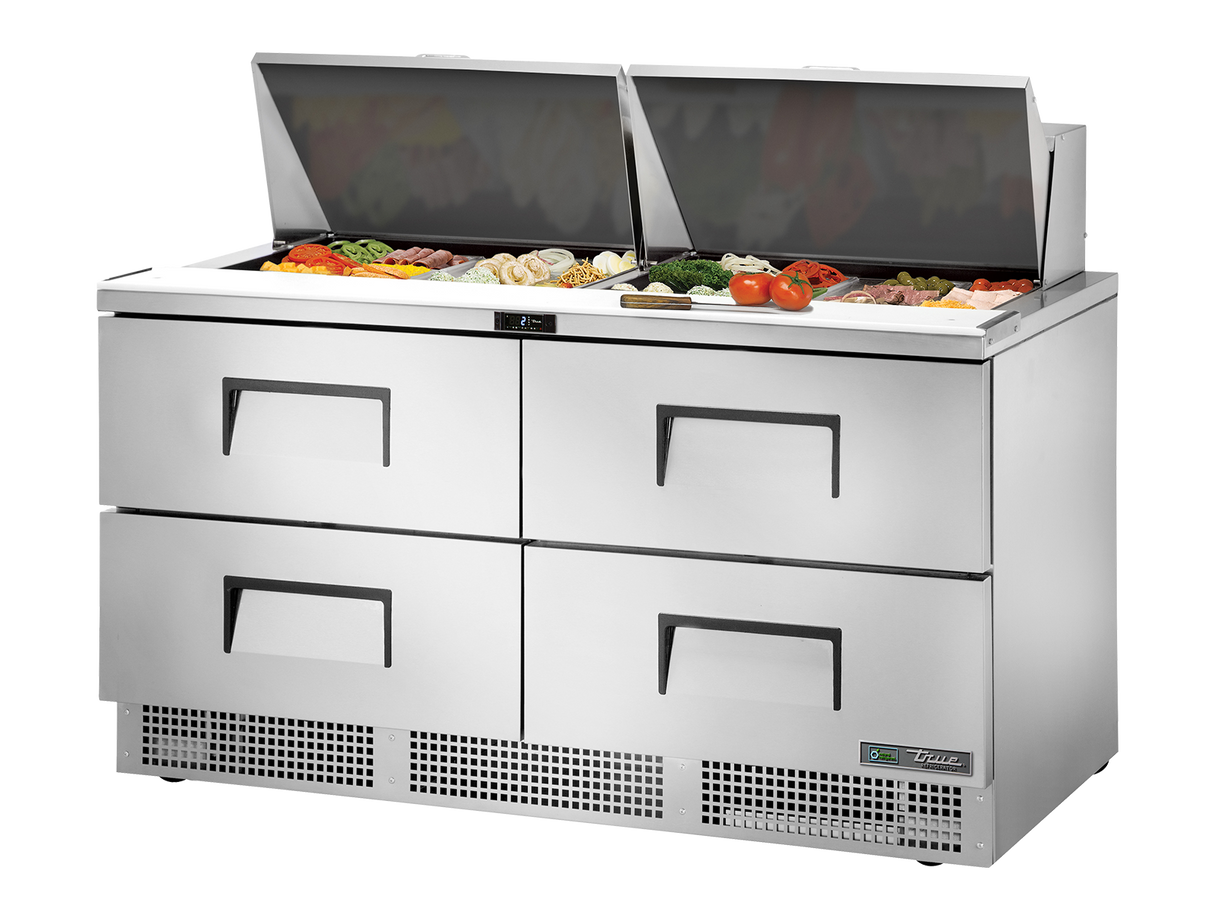 True Refrigeration Prep Table 24x 1/6 Top Pans 4 Drawers - TFP-64-24M-D-4-HC