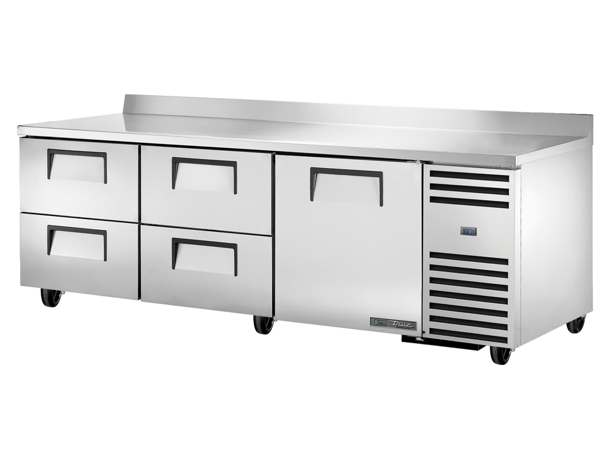 True Refrigeration Deep Worktop Counter Refrigerator 4 Drawers + 1 Solid Swing Door - TWT-93D-4-HC