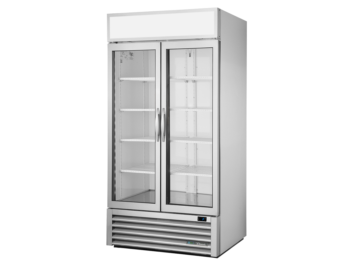 True Refrigeration Upright Retail Merchandiser Refrigerator 2 Full Glass Swing Doors - GDM-35-HC-FGD01