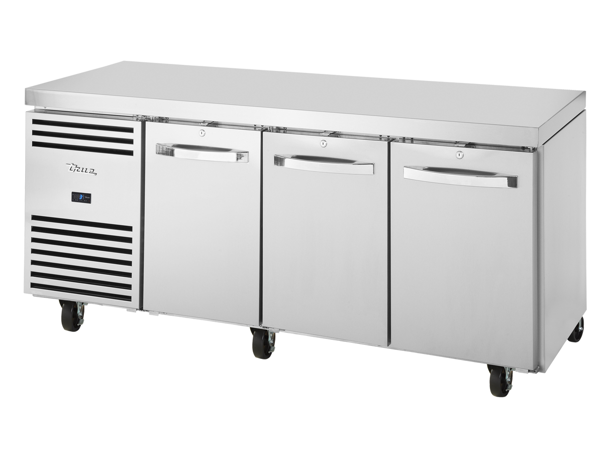 True Refrigeration 1/1 GN Counter Refrigerator 3 Section - TCR1/3-CL-SS-DL-DR-DR