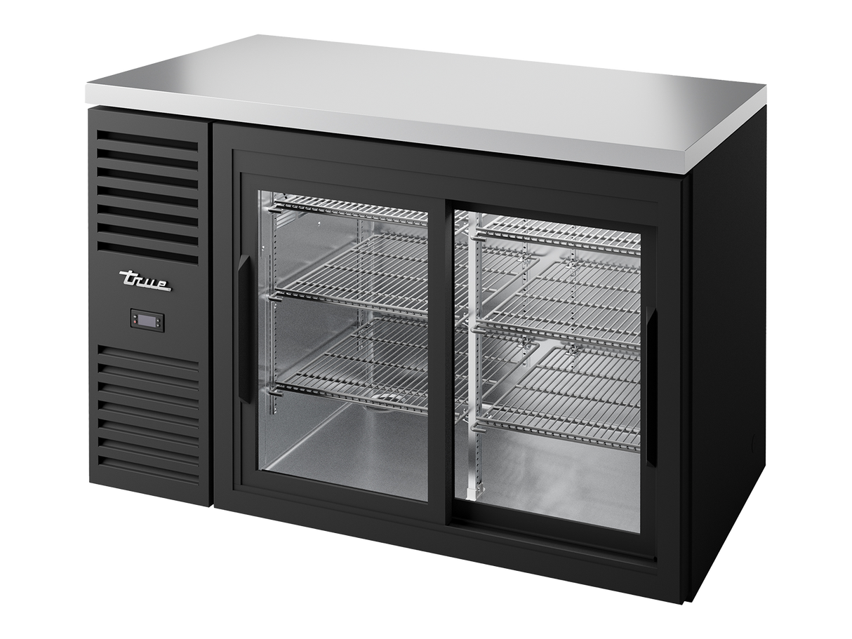 True Refrigeration Bar Refrigerator Black Ext 2 Glass Slide Doors - TBR52-RISZ1-L-B-11-2