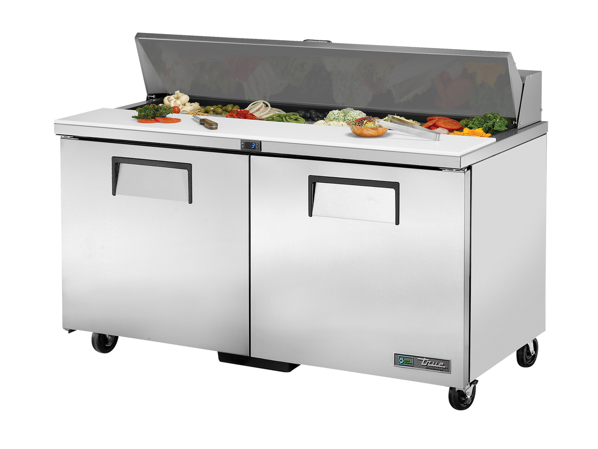 True Refrigeration Prep Table 16x 1/6 Top Pans 2 Solid Swing Doors - TSSU-60-16-HC