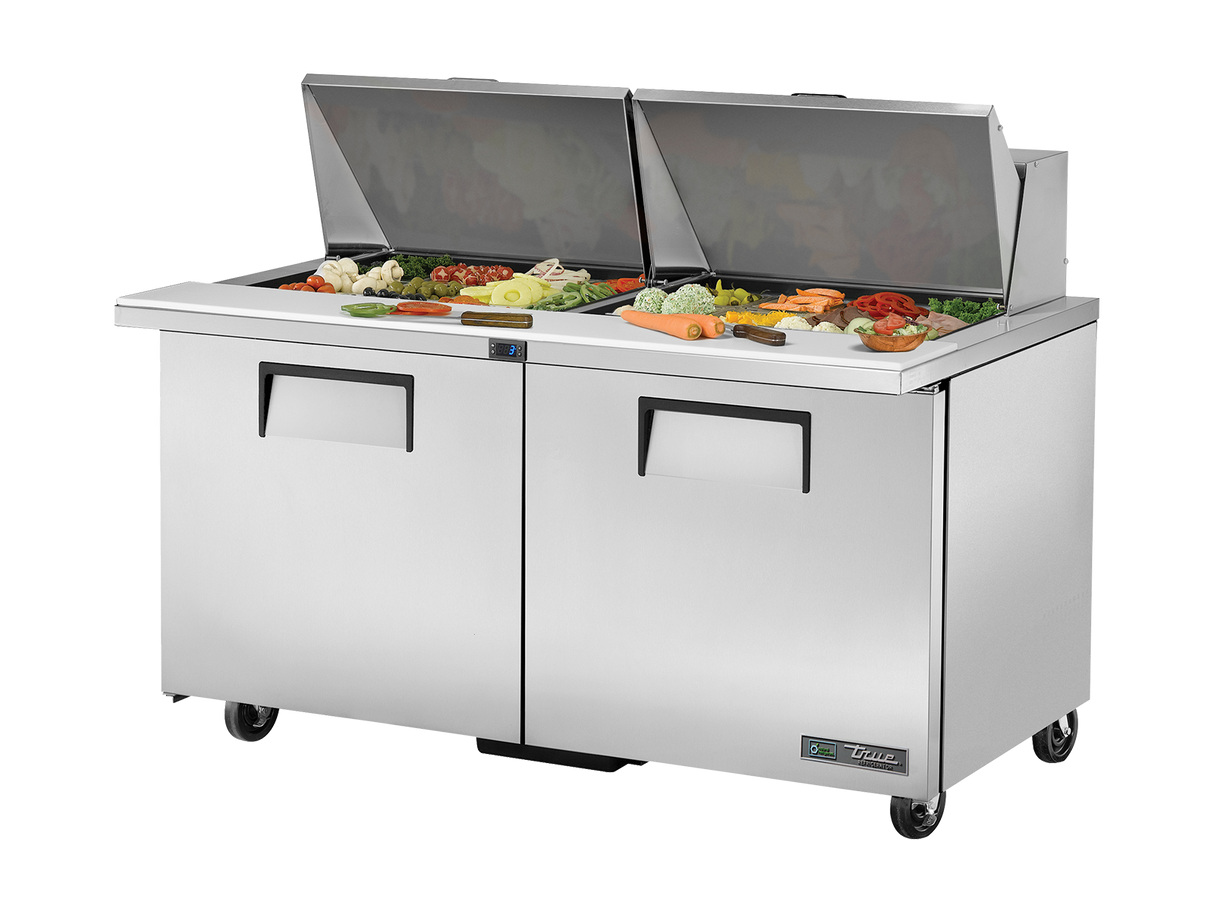 True Refrigeration Prep Table 24x 1/6 Top Pans 2 Solid Swing Doors - TSSU-60-24M-B-ST-HC