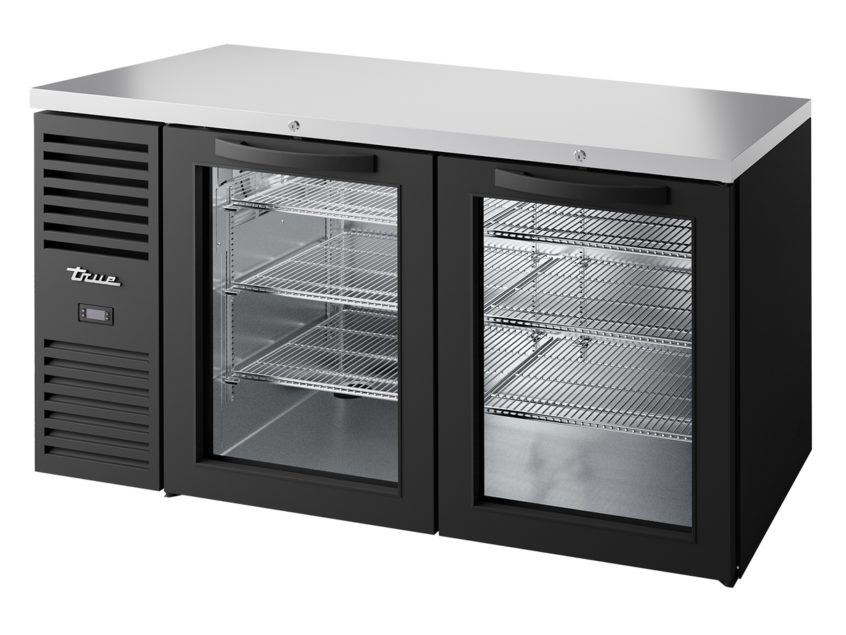 True Refrigeration Bar Refrigerator Black Ext 2 Glass Swing Doors - TBR60-RISZ1-L-B-GG-2
