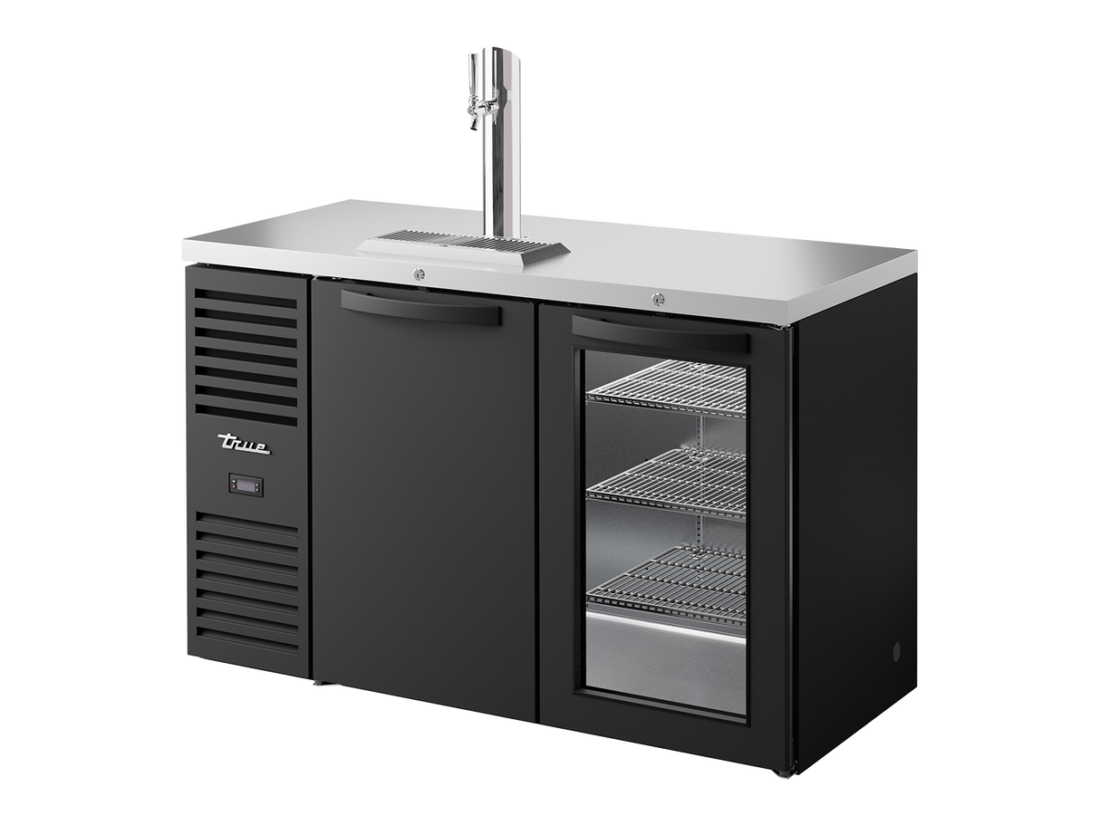 True Refrigeration Keg Chiller / Dispenser Black Ext 1 Solid Swing Door + 1 Glass Swing Door - TDR52-RISZ1-L-B-SG-2
