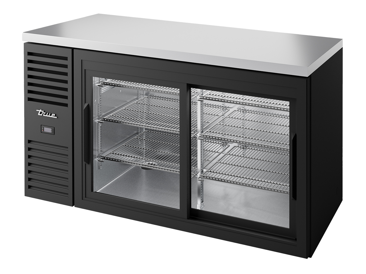 True Refrigeration Bar Refrigerator Black Ext 2 Glass Slide Doors - TBR60-RISZ1-L-B-11-2