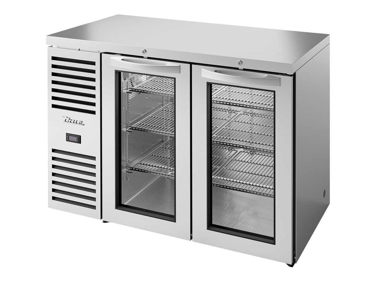 True Refrigeration Bar Refrigerator Stainless Steel Ext 2 Glass Swing Doors - TBR48-RISZ1-L-S-GG-2