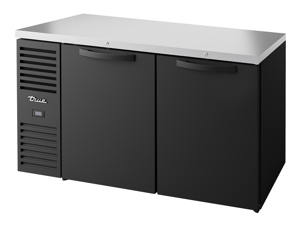 True Refrigeration Bar Refrigerator Black Ext 2 Solid Swing Doors - TBR60-RISZ1-L-B-SS-2