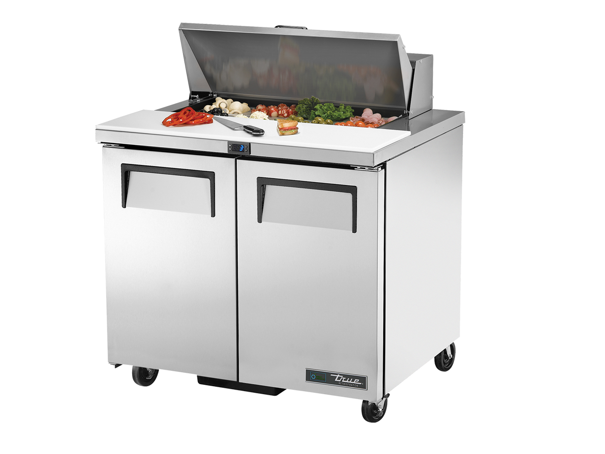 True Refrigeration Prep Table 8x 1/6 Top Pans 2 Solid Swing Doors - TSSU-36-08-HC