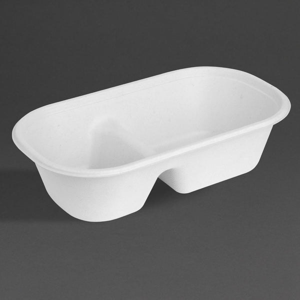 Fiesta Compostable Bagasse Oval 2 - C Container - 900ml (Pack 100) HW628 - Whisk Hospitality - HW628