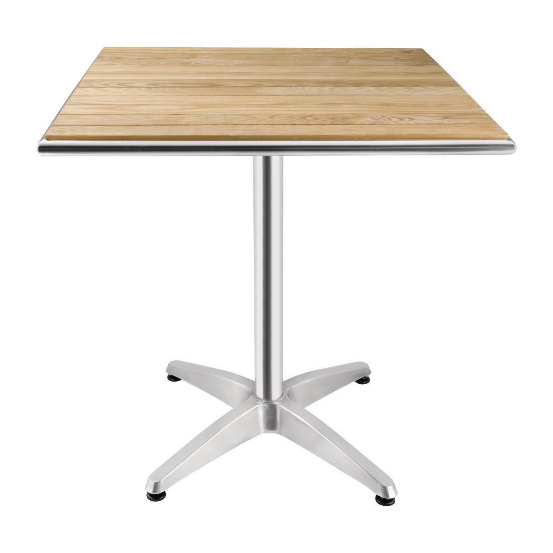 Bolero Square Pedestal Bistro Table Ash & Alu Top - 700mm CG835 - Whisk Hospitality - CG835