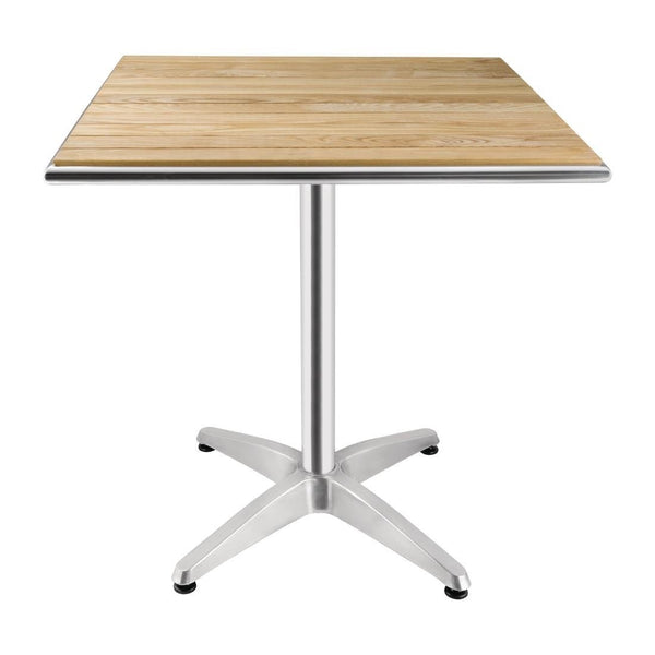 Bolero Square Pedestal Bistro Table Ash & Alu Top - 700mm CG835 - Whisk Hospitality - CG835