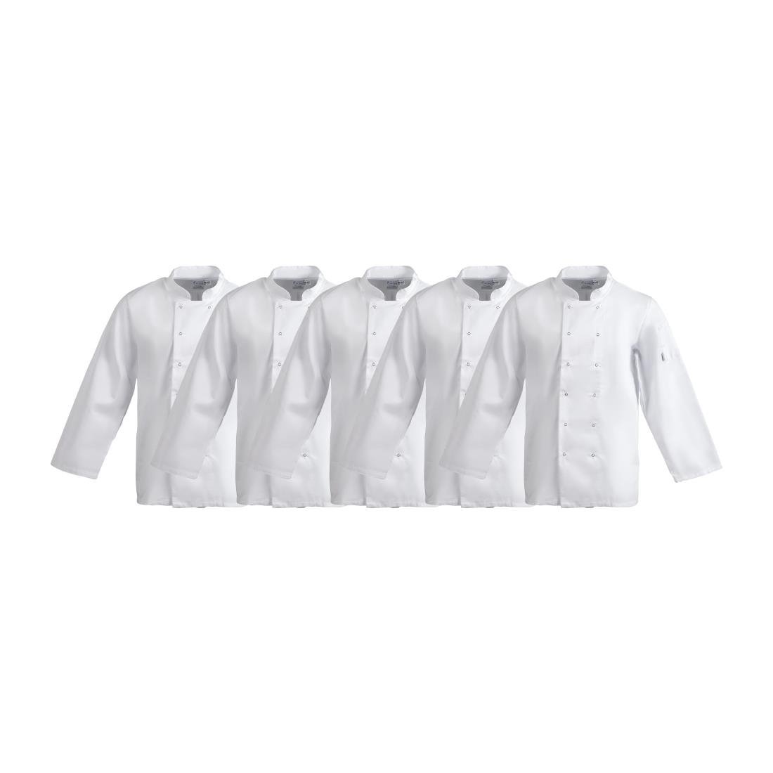 Whites Vegas Chefs Jacket Long Sleeve White Polycotton - Size S - A134 - S (Pack 5 SA847 - Whisk Hospitality - SA847
