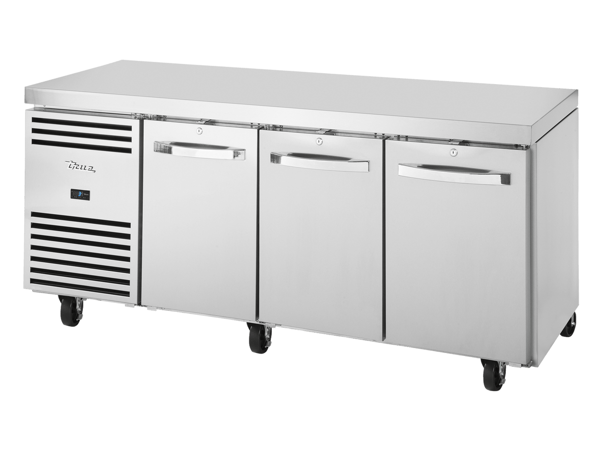 True Refrigeration 1/1 GN Counter Refrigerator 3 Section - TCR1/3 - CL - SS - DL - DR - DR - Whisk Hospitality - TCR1/3-CL-SS-DL-DR-DR