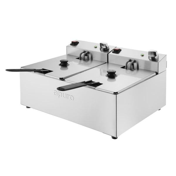 Apuro Double Fryer - 2x5Ltr - 2x2.8kW CU619 - A - Whisk Hospitality - CU619-A