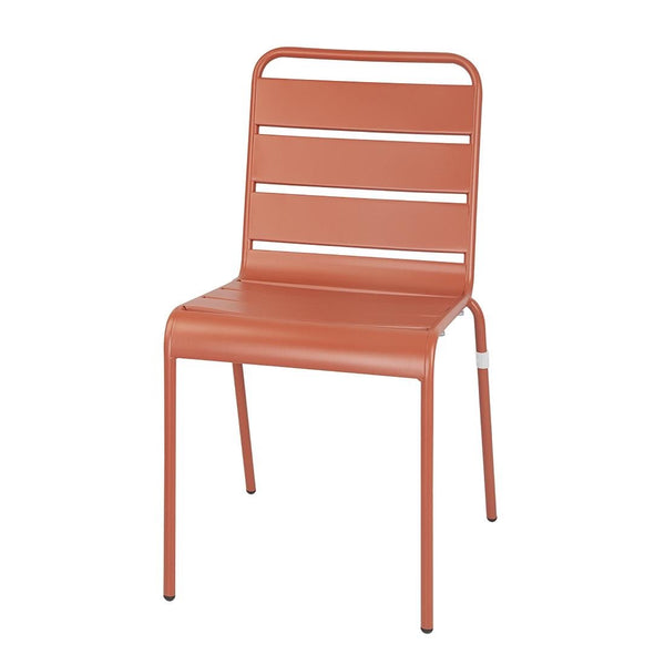 Bolero Terracotta Slatted Steel Side Chairs (Pack 4) CK063 - Whisk Hospitality - CK063