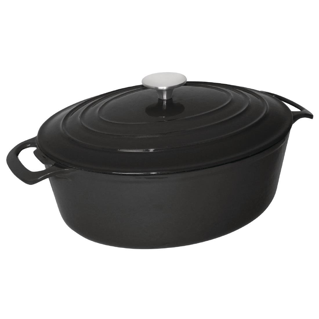 Vogue Oval Casserole Black - 125x230x305mm 6Ltr 202fl oz GH310 - Whisk Hospitality - GH310